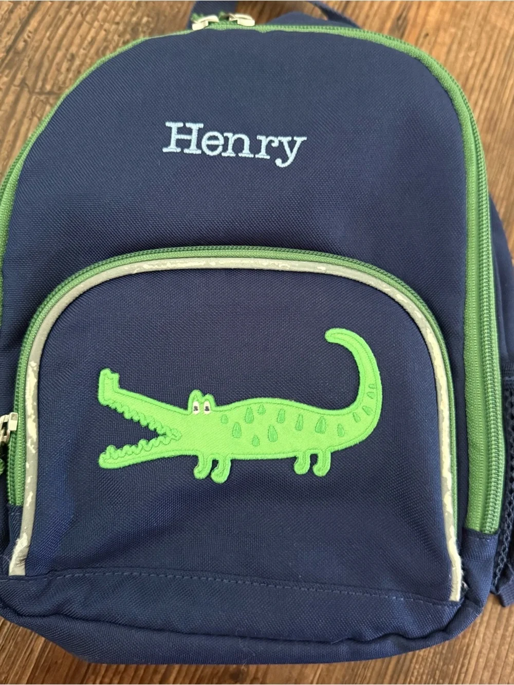 Pottery Barn Toddler Backpack Navy w/ Alligator “Henry”